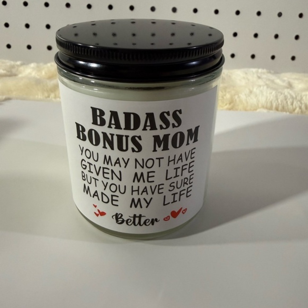 Badass Bonus Mom Soy Candle Funny Gift Step Mom Hand Poured Scented Candle